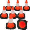 Fluorescent Orange/Green PVC Traffic Cones, Heavy Black Base Parking Lot Cone Structurally Stable Weatherproof Road Construction Safety Cones (8, Orange, 12" Small)