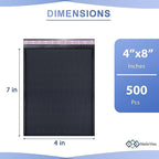 Black Small Bubble Mailers 4x8 Inch #000 | Thick Padded Poly Bubble Mailer Envelopes | 500 Pack Bulk | Trading Card Sports Card Shipping Made In USA