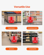 VEVOR 12 PCS Red Plastic Grocery Basket, 16.5 x 11.8 x 8.27 inch Rectangular, 21L Capacity, Modern Style, No Lid, PE Material, Ideal for Supermarket, Shopping Center, Convenience Store
