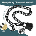 Heavy Duty Weather-Resistant Padlock with Chain, Anti-Theft Advanced Hardened Security Chain Lock for Fences, Backyard Gates, Motorcycles, Bicycles, Outdoor Furniture (Lock+Chain)