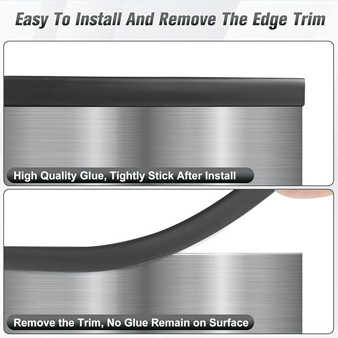 Rubber Edge Trim, Self Adhesive U Channel Edge Trim, U Shaped Trim for Plywood, Glasses, Mirror, Flexiglass, Sharp Edge Parts, Size 1/4" (6mm), Length 20Ft, Black Color, Peel and Stick Plastic Trims