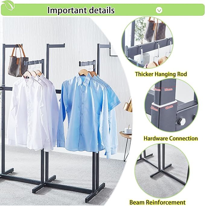 Floor Standing Metal Garment Rack - Heavy Retail Display Racks With Wheels, 8 Arms Clothing Rack, Square Tubing Portable Shirt Racks, Merchandise Display For Hanging Clothes (L-gold)