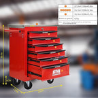 6-Drawer Heavy-Duty Rolling Tool Chest with Wheels & Steel Roof, Lockable Tool Chest Storage Cabinet for Garage, Workshop, Warehouse, and Repair Shop