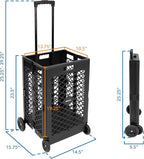 Mount-It! Mesh Rolling Utility Cart, Folding and Collapsible Hand Crate on Wheels, 55 Lbs Capacity