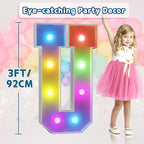 imprsv 3FT Colorful Marquee Letters U, 18 Colors Large Light up Letters Alphabet Sign with Remote, Big Marry Me Sign, Birthday Party Decorations Anniversary Wedding Decoration