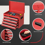 Goplus Tool Chest, 5 Drawers Rolling Tool Cabinet with Detachable Top Toolbox, Universal Lockable Wheels, Lock Bar, Protective Liner & Tool Rack, Metal Tool Storage Cart, Tool Box for Garage Workshop