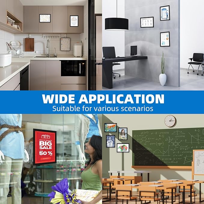 Magnetic Frames for Refrigerator, 20 Pack Double Sided Magnetic Sign Holder 8.5 x 11 for Display Picture Paper Document Flyer Page, Reusable Adhesive Frames for Walls Door Window Glass