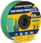 haisstronica 3:1 Heat Shrink Tubing, Shrink Ratio Adhesive Lined Marine Grade Heat Shrink Tube for Home, Automotive and Industrial (Green) 65FT 3/16inch