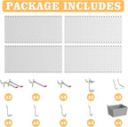 Pegboard Smith 48PCS Metal Pegboard Kit – 12"x24" Tool Storage Wall Organizer Pegboard with Hooks and Bins for Garage, Workshop, Kitchen, Office, and Craft Room (Gray)