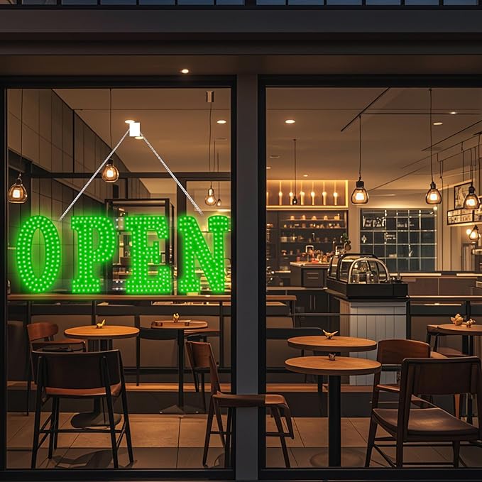 LED Open Signs for Business 30"x10" Dimmable 7 Color Bright Business Open Sign with Hanging Installation for Window Stores, Hotel, Store, Bar, Retail Shop, Salon, Restaurant