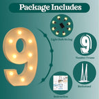 3FT Marquee Numbers, Light Up Numbers 9 for 9th 19th Birthday Decorations, Big Numbers for Party Decorations, Large Light Up Numbers for Party Decor DIY Pre-Cut Foamboad Mosaic Numbers
