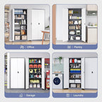 Metal Cabinet,Locking Storage Cabinet with 2 Doors and 5 Adjustbale Shelves,72" Tall Tool Steel Cabinets for Garage,Home Office,School,Gym(Grey & White)