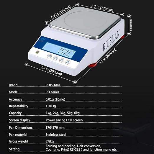 2000gx0.01g Lab Scale Digital Electronic Accurate Grams Scale Lab Analytical Balance Scale Laboratory Industrial Counting Scale Jewelry Weighing with Calibration Weight |for Lab, Industrial