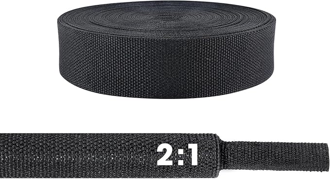 2 to 1 Ratio 1/2" - 18 feet Heat Shrink Fabric Braided Cable Sleeves Cord Management Protection for Automotive Cable/Wire/Irregular Shape Hose