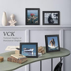 VCK 8x10 Solid Wood Picture Frame Set of 5,Textured Exclusive Black Picture Frames, Wall Hanging