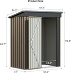 Patiolife 5x3 FT Outdoor Storage Shed, Small Tool Metal Shed with Lockable Door & Sloping Roof, Garden Shed for Backyard Patio Lawn, Brown