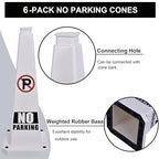 OrangeStar 6-Pack 28" No Parking Cones, Large 4-Sided Traffic Cones with Heavy Rubber Base for Parking Lot Control, Safety, Driveway | Indoor Outdoor Use