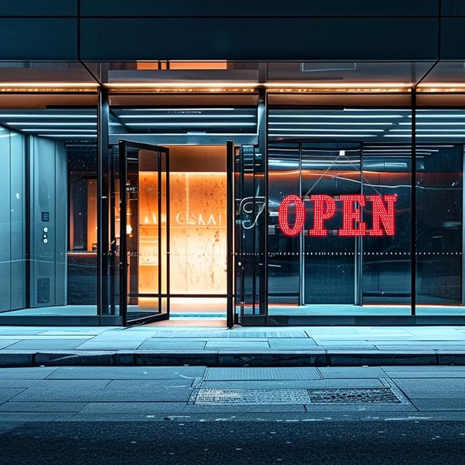 30"x10" Large LED Open Signs for Business Super Bright Unique Design Red Open Sign with Hanging Installation for Window Stores Bar Hotel Retail Shops Salon Restaurant Office