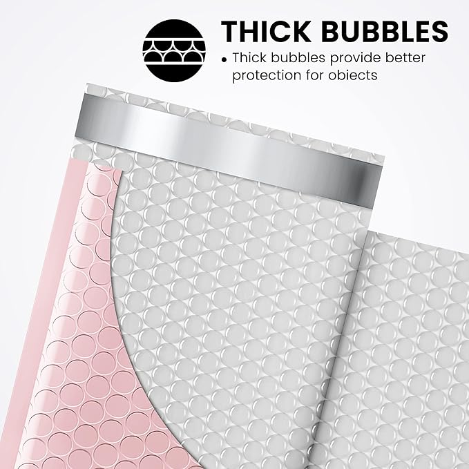 Fuxury Small Bubble Mailers 4x8" 800 Pack Light Pink Bubble Mailer Usable Size 4x7" Self Seal Padded Envelopes Mother's Day Gifts Mailing Envelopes Bubble Padded for Shipping