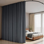 Room Divider Curtains Flexible Ceiling Tracks set Curtain track Ceiling Mount Blackout Curtain for Living Room Bedroom Ceiling Curtain Rod Privacy Dividers Panels W150 x H96 Grey Drape & Black rail