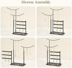 LAMU Jewelry Organizer, 5 Tier Jewelry Stand Display with Anti Entanglement Necklace Holder Tree, Height Adjustable Stroage for Earrings Rings Studs Bracelet, Christmas Gifts for Women Girls, Black