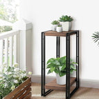 27.5 inch Tall Plant Stand Table, 2 Tier Plant Shelves Indoor Flower Pots Stand Holder Modern Corner Plant Stand Rack Shelves Square Plant Tables for Office Living Room, Balcony, Brown