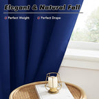 KGORGE Navy Blackout Curtains 63 inch Length, Privacy Room Darkening Rod Pocket and Back Tab Thermal Insulated Light Blocking Curtains for Living Room Bedroom, 52 x 63 Inch, 2 Panels