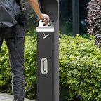 Commercial Standing Trash Can, Outdoor Trash Bin with Lock & Removable Inner Bucket Outside Receptacle Stainless Steel Garbage Can Container for Hotels Restaurants Bars Office Park Street