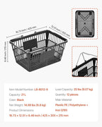 VEVOR Shopping Baskets, 12 PCS, 21L Stackable PE Plastic Grocery Baskets with Handles, Dense Mesh Structure, Holds up to 20 lbs, Portable for Grocery, Retail, Stores, Supermarket, Home Use, Black