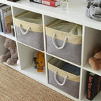 TheWarmHome Storage Bins Baskets for Organizing - Extra Jumbo 3 Pack 20.5Lx15.7Wx13.8H Sturdy Fabric Storage Basket for Shelves, Decorative Foldable Closet Nursery Toy (Gold&Grey)
