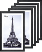 VCK 14x24 Picture Frame Set of 5,Exclusive Black Woodgrain Poster Frame with Polished Plexiglass, Wall Hanging