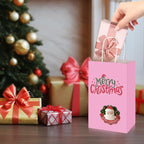 Toovip 100 Pack 5.25x3.25x8.25 Inch Small Light Pink Kraft Paper Bags with Handles Bulk, Gift Wrap Bags for Favor Grocery Retail Party Birthday Shopping Business Goody Craft Merchandise Take Out Sacks