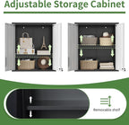 Garage Wall Cabinet Metal Storage Cabinet with Lock Wall Mounted Heavy Duty Steel Tool Cabinet with 2 Doors Hanging Cabinet for Garage Warehouse Bathroom Kitchen,Assembly Required