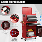 Goplus Tool Chest, 5 Drawers Rolling Tool Cabinet with Detachable Top Toolbox, Universal Lockable Wheels, Lock Bar, Protective Liner & Tool Rack, Metal Tool Storage Cart, Tool Box for Garage Workshop