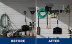 Heavy-Duty Wall Mount Garden Tool Organizer Rack, Black Metal, Multi-Hook Storage System