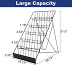 6 Tier Countertop Wire Magazine Racks,18" Wide Metal Comic Book Display Rack with Sign Channel,Foldable Retail Vendor Booth Display Stand for Greeting Card,Brochure,Art Print,CD,Craft