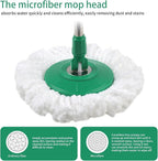 Spin Mop and Bucket with Wringer Set, 360° Rotating Head Mop Bucket System with 3 Microfiber Mop Refills Wet and Dry Suitable for Office and Home Use, Green (Green)