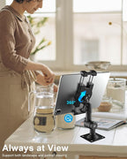 woleyi Tablet Wall Mount for iPad - [360° Adjustable Arm] Tablet Holder Stand for Kitchen Cabinet, Under Counter, Desk, for 4-13" Device iPad Pro, Air, Mini, Phone, Galaxy Tab, Z Fold, Fire HD, Switch