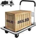 LEADALLWAY Platform Truck Large Size 880lbs Heavy Duty Foldable Push Cart 35.8x24x34.3inches White