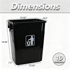 10 Gallon Open Top Trash Can, Compact Recycling Bin, Waste Basket for Under Counter/Kitchen/Office/Bathroom/Workplace/Dormitory, Black (Pack of 4)