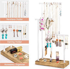SRIWATANA Jewelry Organizer Display Extra Tall Necklace Holder 3 Tier Jewelry Tree Stand, Gift Idea (Carbonized Black & White)