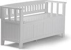 SIMPLIHOME Acadian Entryway Storage Bench - 48 inch Wide Solid Wood Hallway Seat in White, Transitional Bench for Entryway or Living Room with Lift-Up Lid and Spacious Storage