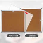 Enclosed Cork Bulletin Board Tamper-Proof Dispaly Case, Aluminium Frame, All-Weather Cork Noticeboard, Outdoor Enclosed Cork Board for School, Office, Restaurant, Hospital (28 X 26 Inches)