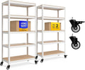 HOMEDANT House 5-Tier Metal Rolling Cart Shelf Rack Casters Heavy Duty Laminated Wheel Shelving Unit Adjustable Utility Storage Shelves Organizer Shelf Kitchen Garage (2, (M) 36.2" W, White)