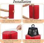 magalo Cylinder Stands for Party 5PCS Foldable Cardboard Columns Round Display Pedestal Stand Cylinder Tables for Wedding Birthday Baby Shower Dessert Cake Decoration-Red
