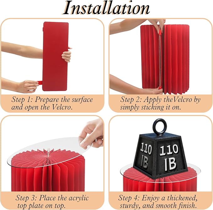 magalo Cylinder Stands for Party 5PCS Foldable Cardboard Columns Round Display Pedestal Stand Cylinder Tables for Wedding Birthday Baby Shower Dessert Cake Decoration-Red