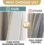 H.VERSAILTEX 100% Blackout Curtains for Bedroom Thermal Insulated Linen Textured Curtains Heat and Full Light Blocking Drapes Living Room Curtains 2 Panel Sets, Cobblestone, 42x63 Inch