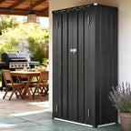 Outdoor Storage Cabinet Outdoor Metal Shed with 2 Adjustable Shelves 3 Layer Indoor& Outdoor Waterproof Vertical Storage Shed for Patio Garden, Garage, Porch (Black, 2.5'x1.5')