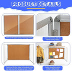 2 Pack Enclosed Bulletin Board 48"x36" Weather Resistant Lockable Enclosed Notice Cork Case Display Board Wall Mounted 2 Locking Door Aluminum Frame for Office School Commercial, 12xA4(Brown)