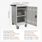 Laptop Charging Cart,32 Devices Tablet Storage Carts for Pad Up to 16.3" Screen Size, Classroom Computer Mobile Charging Station for Pads,Chromebooks,Laptops,Security Storage (30+2 Bay-White)